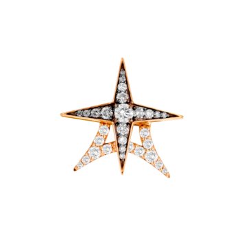 STAR Stud Earrings in 18K Rose Gold and Studded with White and Brown Diamonds