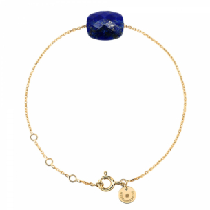Morganne Bello Lapis Lazuli Cushion Yellow Gold Bracelet