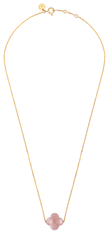 Morganne Bello Guava Quartz Clover Yellow Gold Necklace