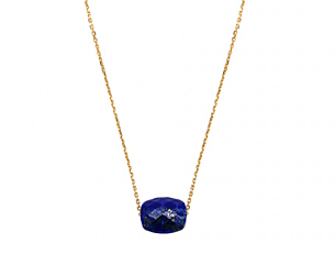 Morganne Bello Lapis Lazuli Cushion Yellow Gold Necklace