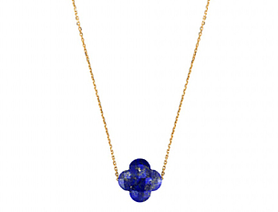 Morganne Bello Lapis Lazuli Clover Yellow Gold Necklace
