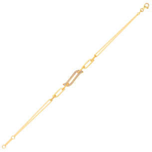 Alif Unity Double Chain 18K Yellow Gold & Diamond Bracelet 