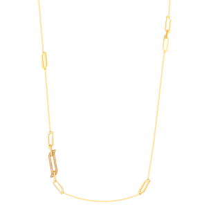 Alif Unity Long Tin Cup Necklace 18K Yellow Gold & Diamond 