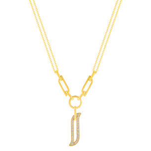 Alif Unity Trio Motif with Double Chain 18K Yellow Gold &Diamond 