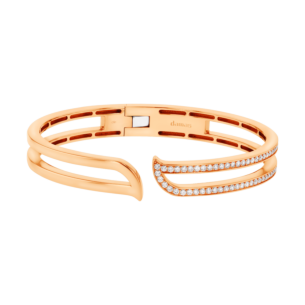 ALIF ETERNAL HALF PAVED DIAMOND BANGLE IN 18K ROSE GOLD 