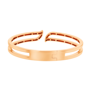 ALIF ETERNAL HALF PAVED DIAMOND BANGLE IN 18K ROSE GOLD 