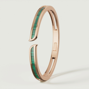 Alif Mosaic Malachite Bangle In 18K Rose Gold