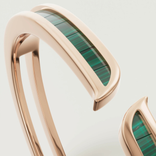 Alif Mosaic Malachite Bangle In 18K Rose Gold