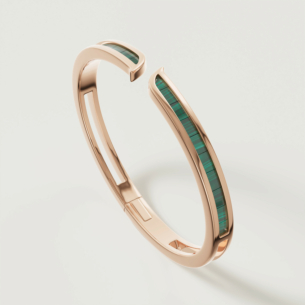 Alif Mosaic Malachite Bangle In 18K Rose Gold