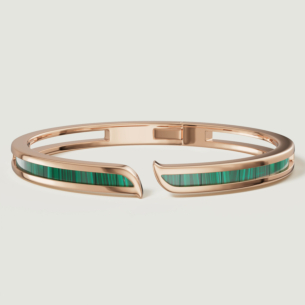 Alif Mosaic Malachite Bangle In 18K Rose Gold