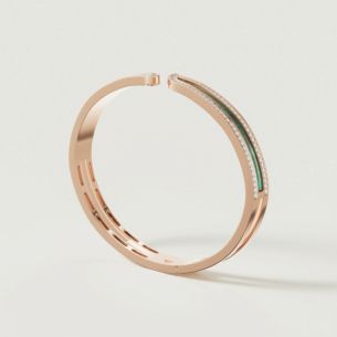 Alif Mosaic Malachite & Diamond Bangle In 18K Rose Gold