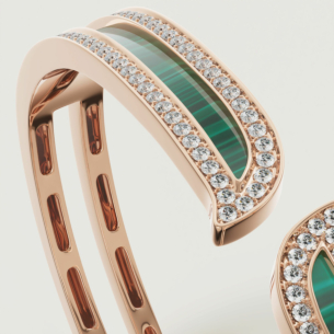 Alif Mosaic Malachite & Diamond Bangle In 18K Rose Gold