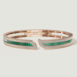 Alif Mosaic Malachite & Diamond Bangle In 18K Rose Gold