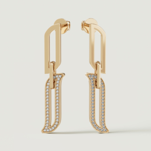 Alif Unity Drop Earrings 18K Yellow Gold & Diamond