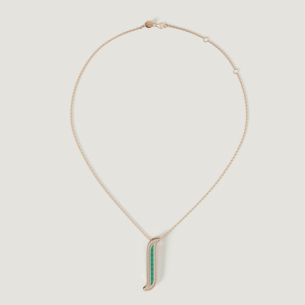 Alif Mosaic Malachite & Diamond Necklace In 18K Rose Gold
