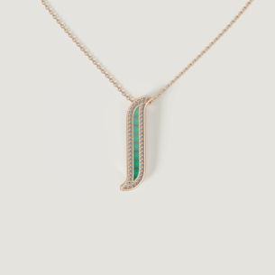 Alif Mosaic Malachite & Diamond Necklace In 18K Rose Gold