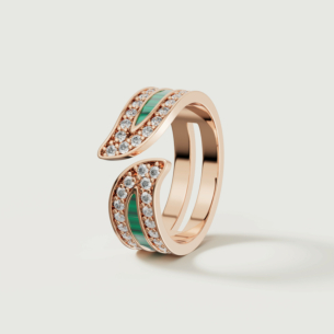 Alif Mosaic Malachite & Diamond Ring In 18K Rose Gold