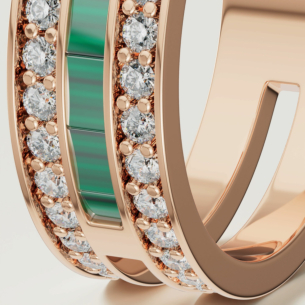 Alif Mosaic Malachite & Diamond Ring In 18K Rose Gold