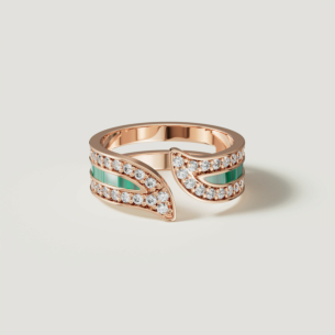 Alif Mosaic Malachite & Diamond Ring In 18K Rose Gold