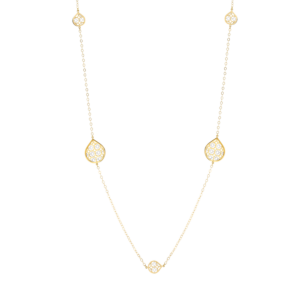 Al Qasr Drop-Shaped Long Tin Cup Necklace in 18K Rose and White Gold 