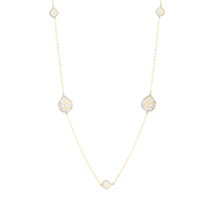 Al Qasr Drop-Shaped Long Tin Cup Necklace in 18K Rose and White Gold 