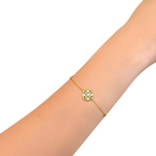 Al Qasr Al Jali One Charm (Octagonal-Shaped)  Diamond Tin Cup Bracelet in 18K Yellow and White Gold 