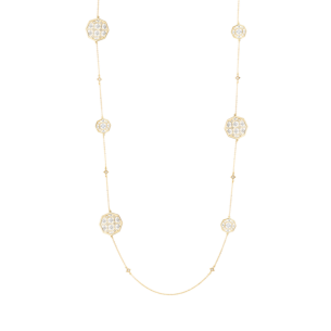 Al Qasr Al Jali (Octagonal-Shaped) Diamond Long Tin Cup Necklace in 18K in White and Yellow Gold