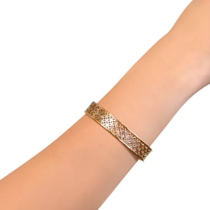 Al Qasr Arabesque Large Cuff  Bangle in 18K Rose and White Gold 