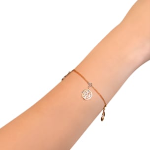 Al Qasr Al Jali Three Charms (Drop/Octagonal-Shaped) Bracelet in 18K Rose and White Gold 