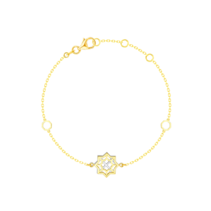 Al Qasr Star Three Charms (Octangonly Shaped)  Tin-Cup-Bracelet In 18K Yellow And White Gold