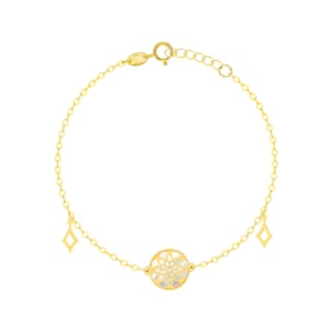 Amelia Madinah 18k Yellow Gold Emerald Green and White Mother of Pearl Bracelet