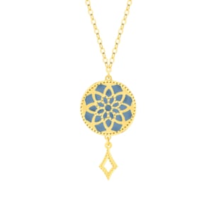 Amelia Madinah 18k Yellow Gold Sky Blue and White Mother of Pearl Necklace