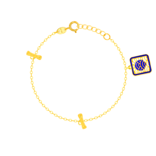 Amelia Tokyo Double T Bar Two Faced Charm 18K Yellow Gold anklet 