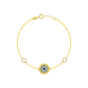 Amelia Athens 18k Yellow Gold Bracelet with Blue and White Mother of Pearl