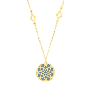 Amelia Madinah 18k Yellow Gold Sky Blue and White Mother of Pearl Necklace