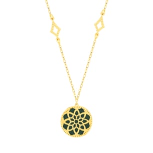 Amelia Madinah 18k Yellow Gold Emerald Green and White Mother of Pearl Necklace
