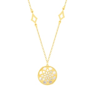 Amelia Madinah 18k Yellow Gold Emerald Green and White Mother of Pearl Necklace