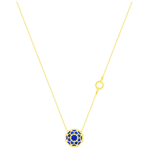 Amelia Marrakesh 18k Yellow Gold Necklace with Blue and Green Mother of Pearl