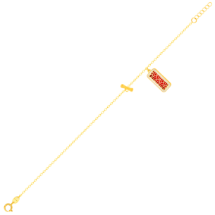 Amelia Large Rectangle Two Faced Charm & T Bar 18K Yellow Gold anklet  