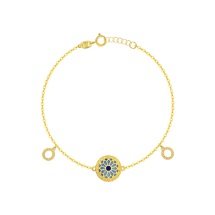 Amelia Athens 18k Yellow Gold Bracelet with Blue and White Mother of Pearl