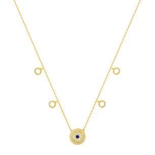 Amelia Athens 18k Yellow Gold Necklace with Blue and White Mother of Pearl