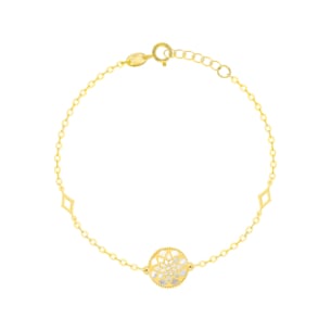 Amelia Madinah 18k Yellow Gold Sky Blue and White Mother of Pearl Bracelet
