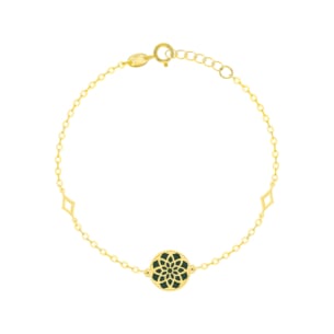 Amelia Madinah 18k Yellow Gold Emerald Green and White Mother of Pearl Bracelet