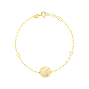 Amelia Madinah 18k Yellow Gold Emerald Green and White Mother of Pearl Bracelet