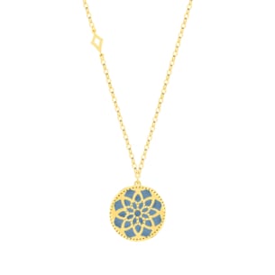 Amelia Madinah 18k Yellow Gold Sky Blue and White Mother of Pearl Necklace