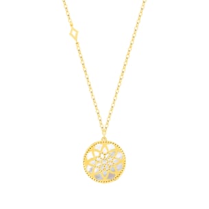 Amelia Madinah 18k Yellow Gold Sky Blue and White Mother of Pearl Necklace