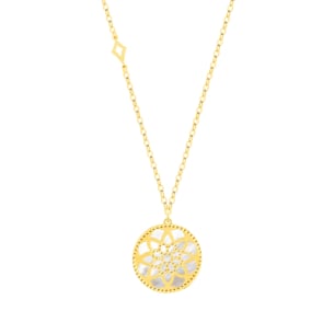 Amelia Madinah 18k Yellow Gold Emerald Green and White Mother of Pearl Necklace