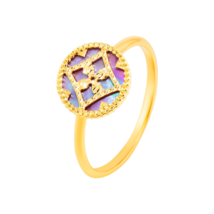 Amelia Versailles Single Motif Purple Mother Of Pearl in 18K Yellow Gold 