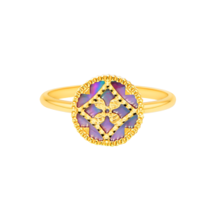 Amelia Versailles Single Motif Purple Mother Of Pearl in 18K Yellow Gold 