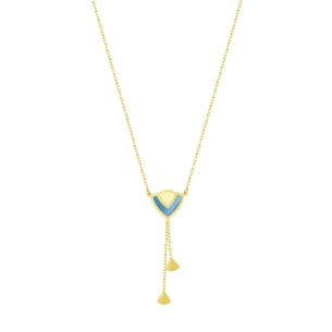 Amelia Cairo Coloured Mother Of Pearl Double Sided Necklace in 18K Yellow Gold